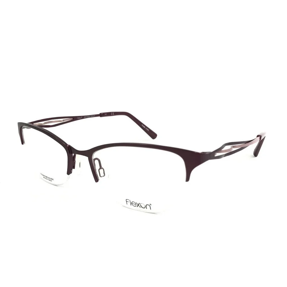 Flexon Eyeglasses Frames MAE 505 Plum Purple Pink Cat Eye Half Rim 53-18-140
